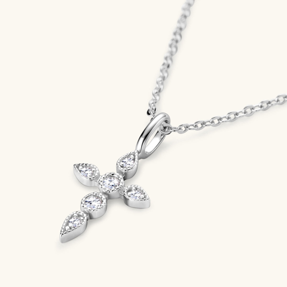 Moissanite Cross Necklace - 925 Sterling Silver, 18K Gold-Plated