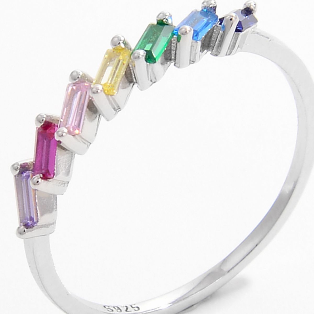 925 Sterling Silver Colorful Zircon Ring