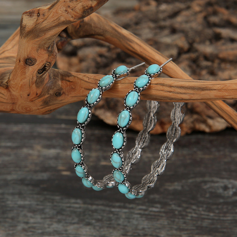 Turquoise C-Hoop Earrings