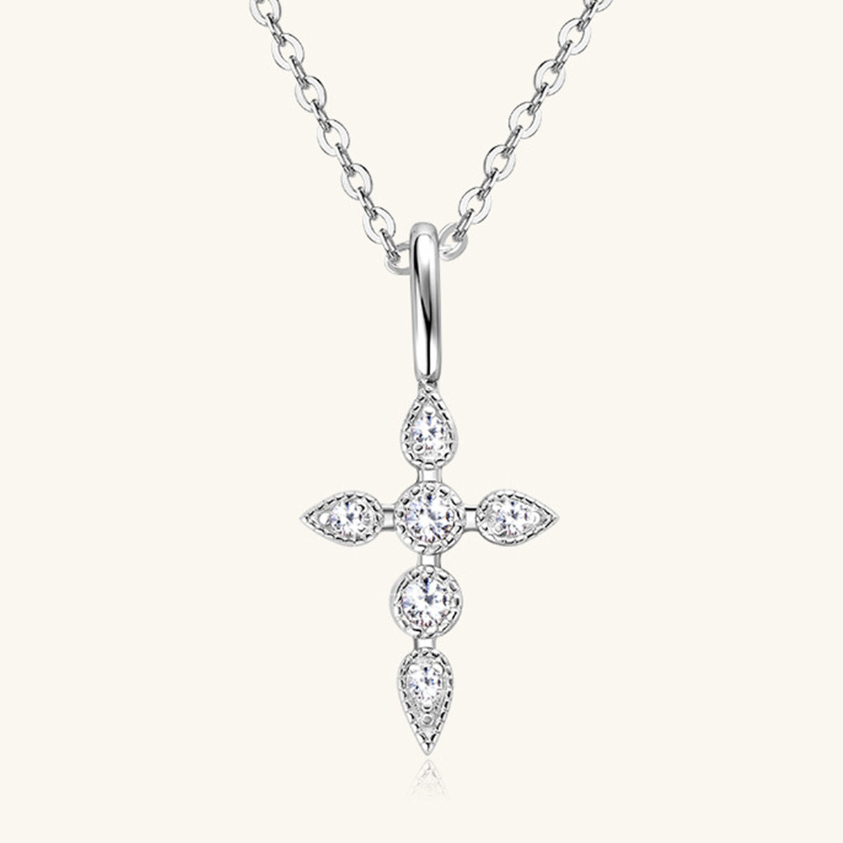 Moissanite Cross Necklace - 925 Sterling Silver, 18K Gold-Plated