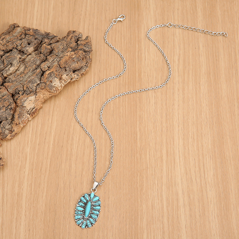 Artificial Turquoise Pendant Necklace