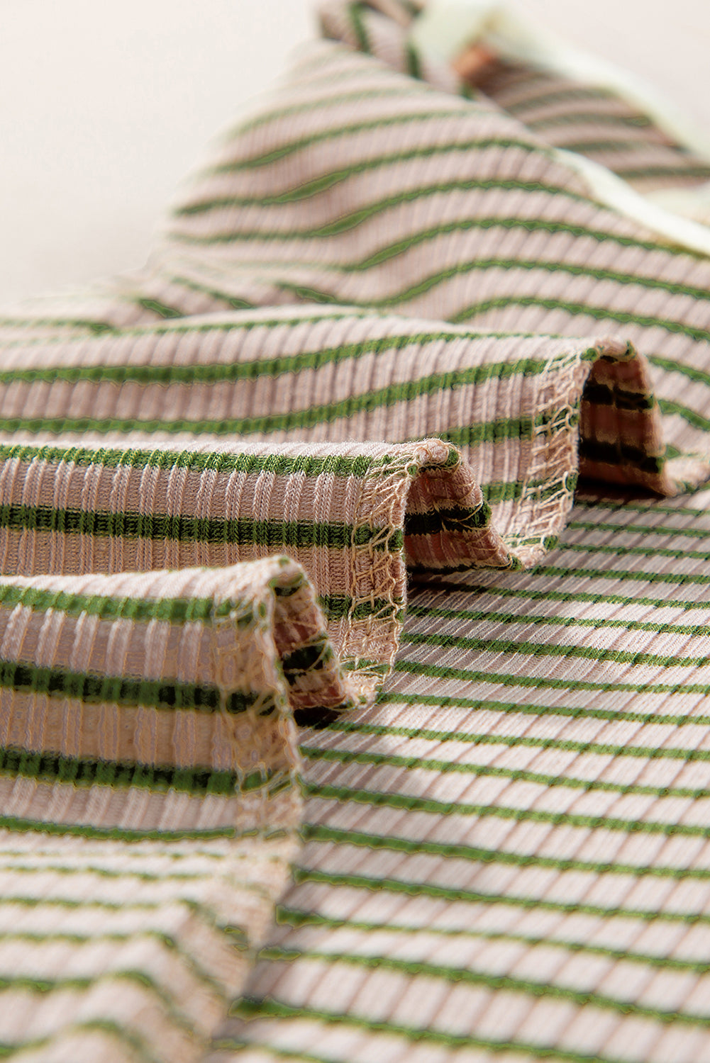 Green Stripe Striped Print Ribbed Knit Sleeveless Top