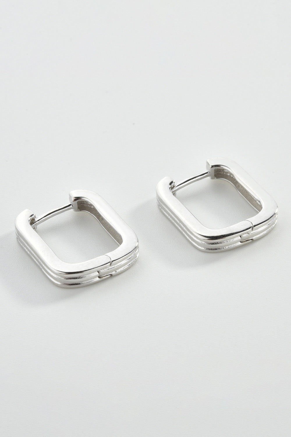 925 Sterling Silver Square Huggie Earrings