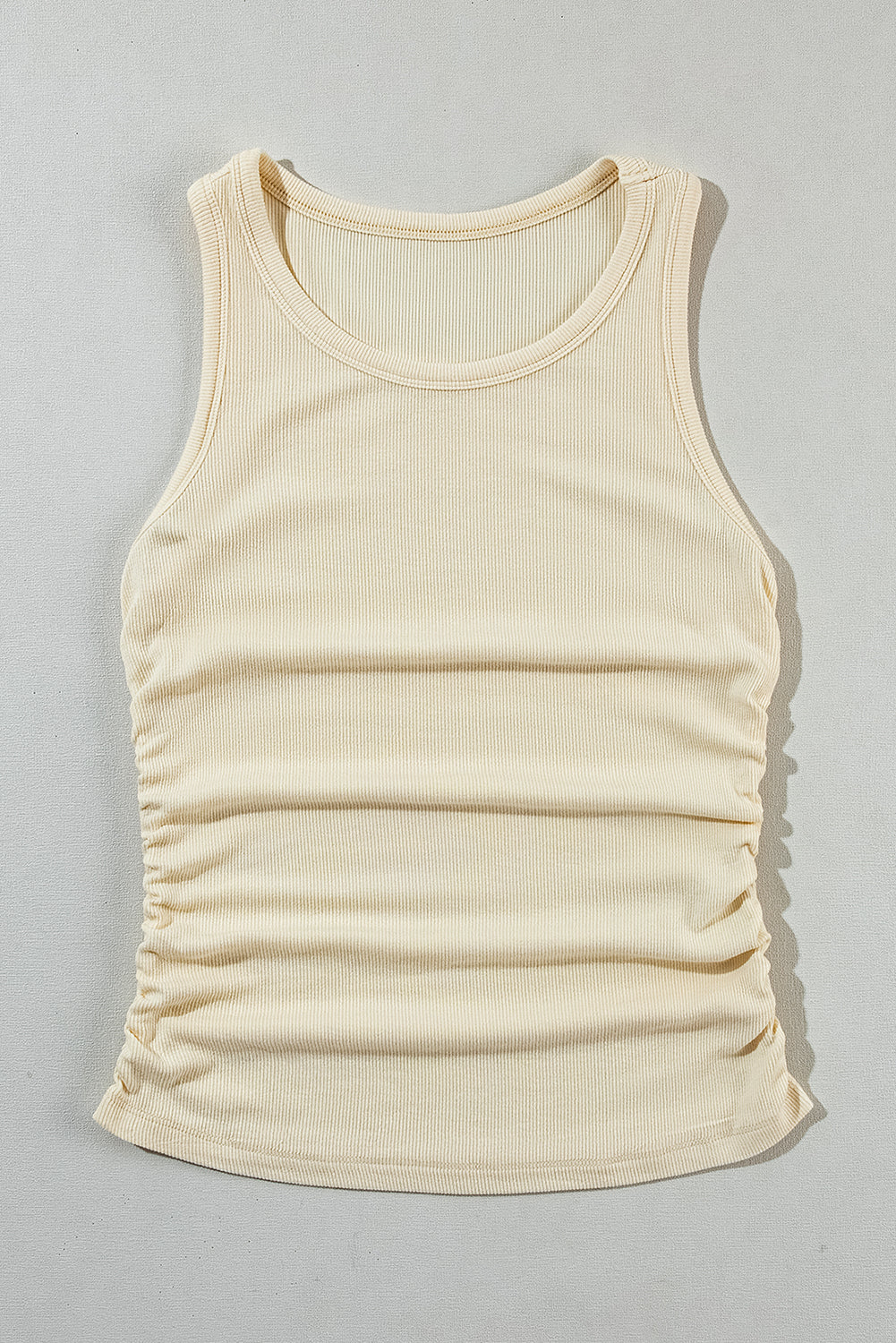 Black Plain Ruched Side Slim Tank Top