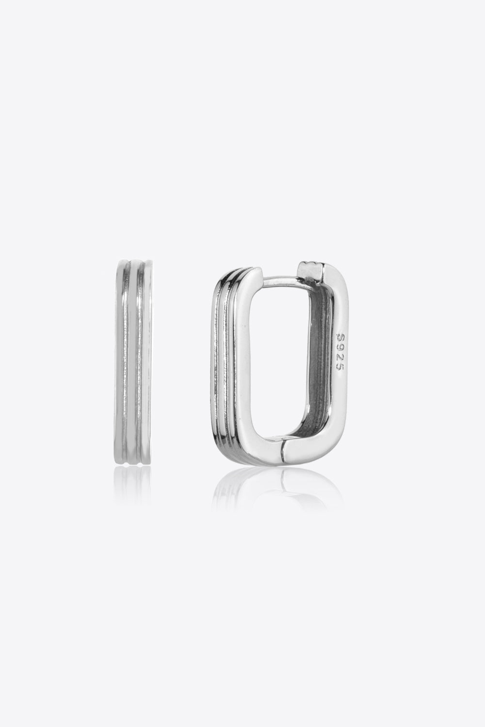 925 Sterling Silver Square Huggie Earrings