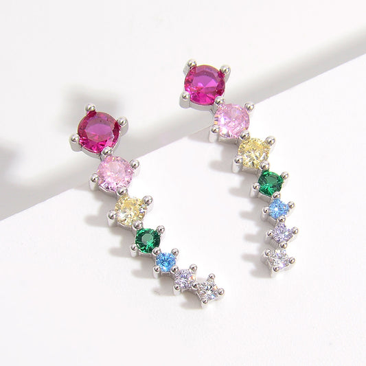 925 Sterling Silver Colorful Zircon Earrings