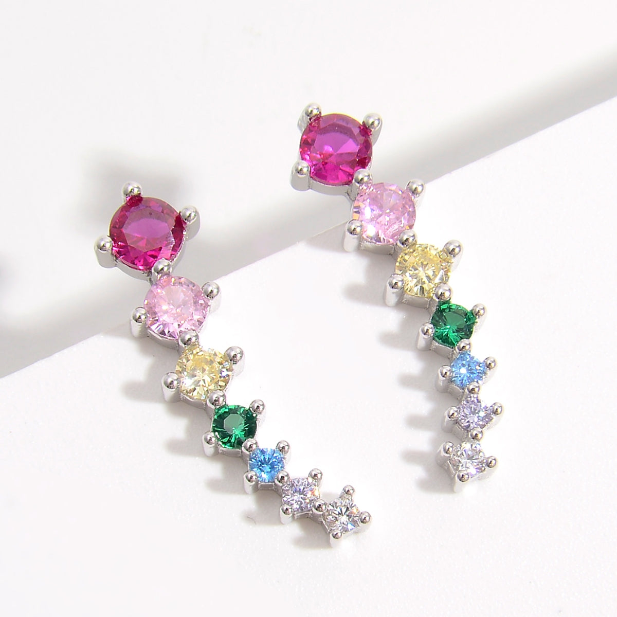 925 Sterling Silver Colorful Zircon Earrings