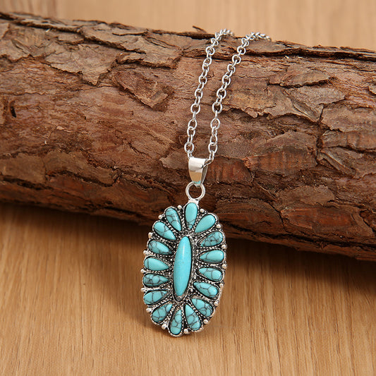 Artificial Turquoise Pendant Necklace