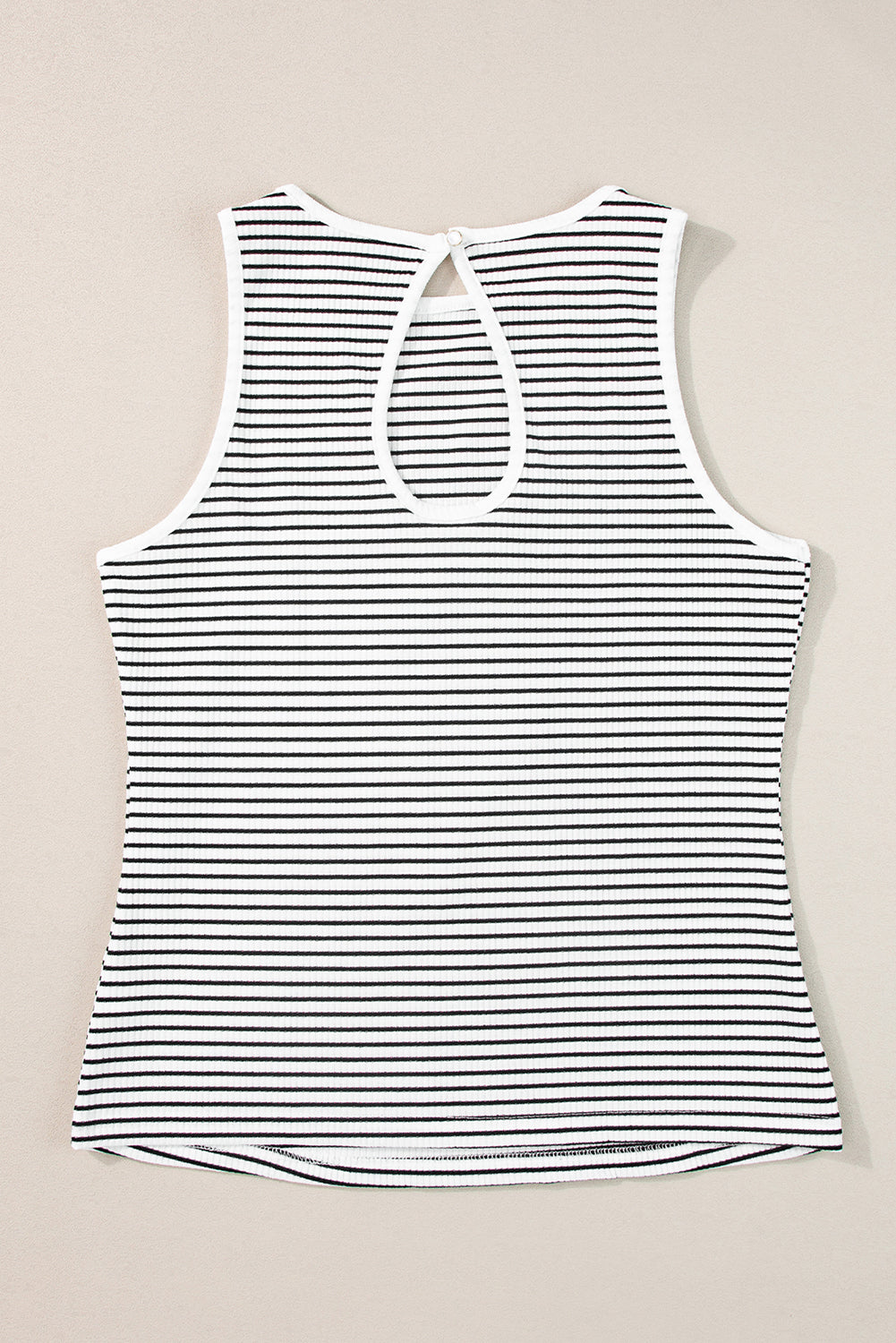 Green Stripe Striped Print Ribbed Knit Sleeveless Top