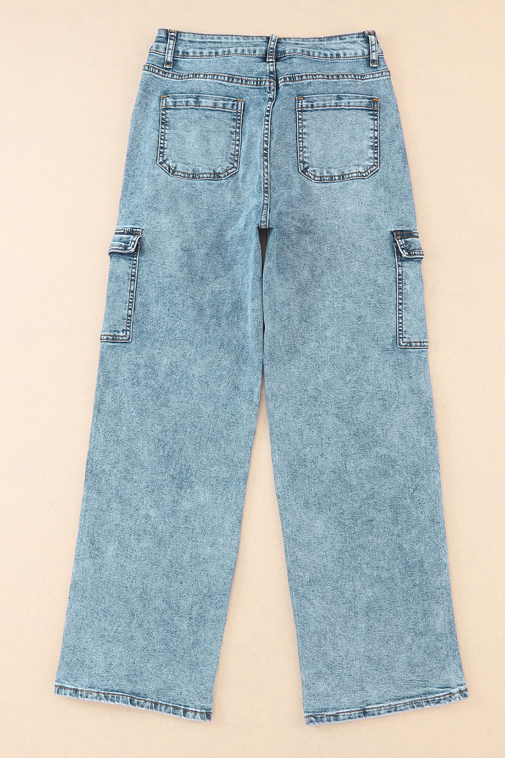 Sky Blue Cool Cargo Style Wide Leg Jeans