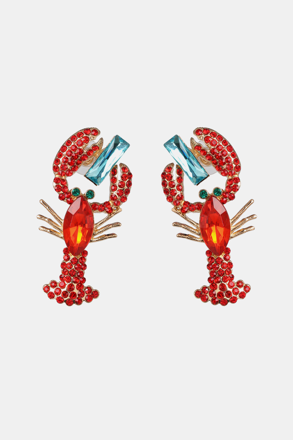 Lobster Shape Glass Stone Dangle Earrings