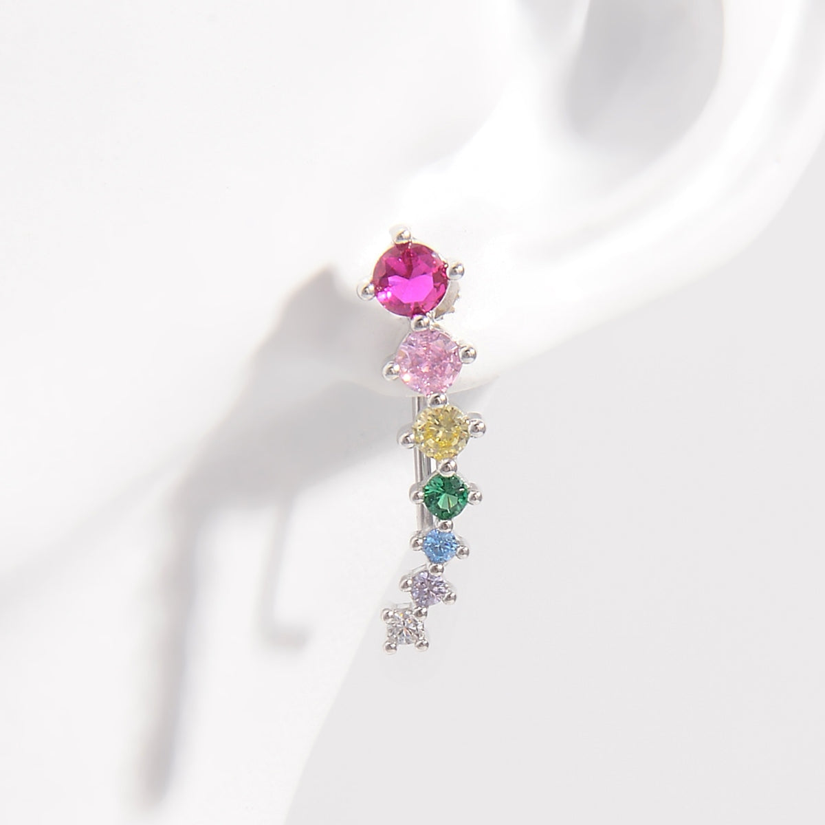 925 Sterling Silver Colorful Zircon Earrings