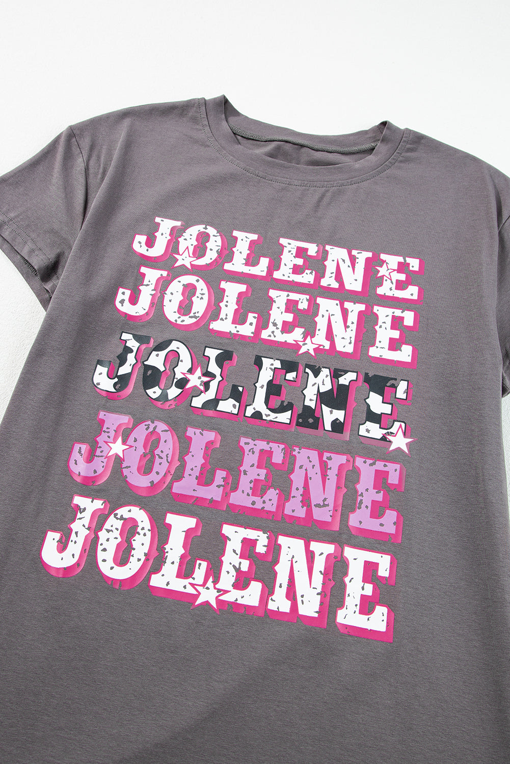 Dark Grey JOLENE Graphic Crewneck Tunic T Shirt