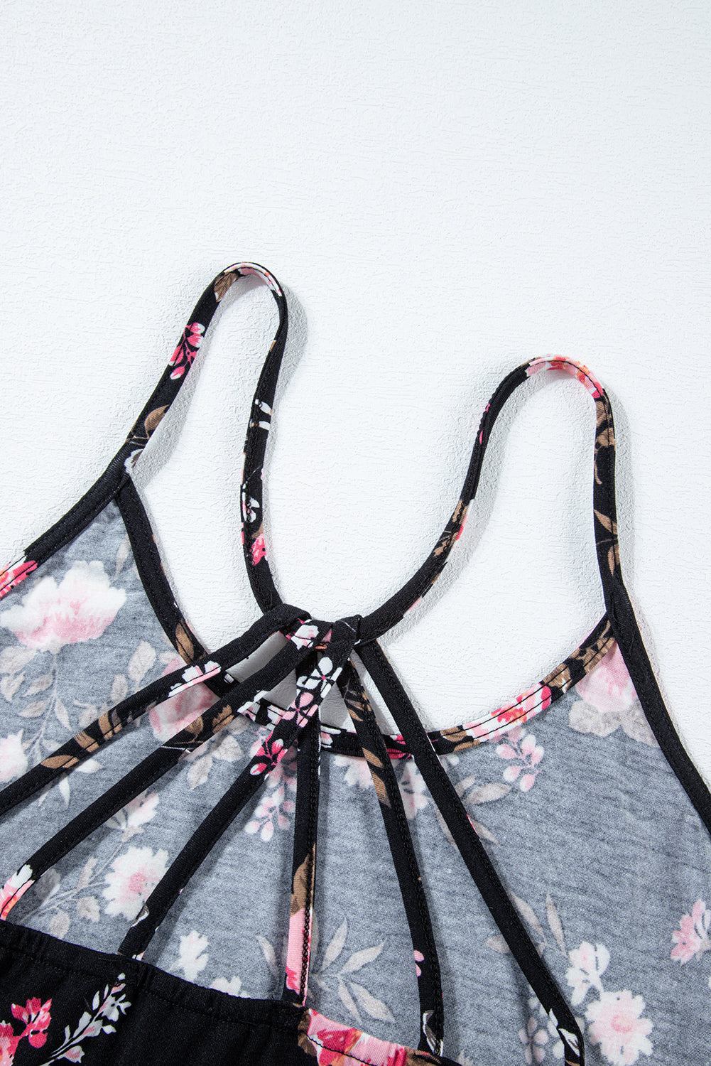 Black Plus Size Floral Strappy Racerback Top