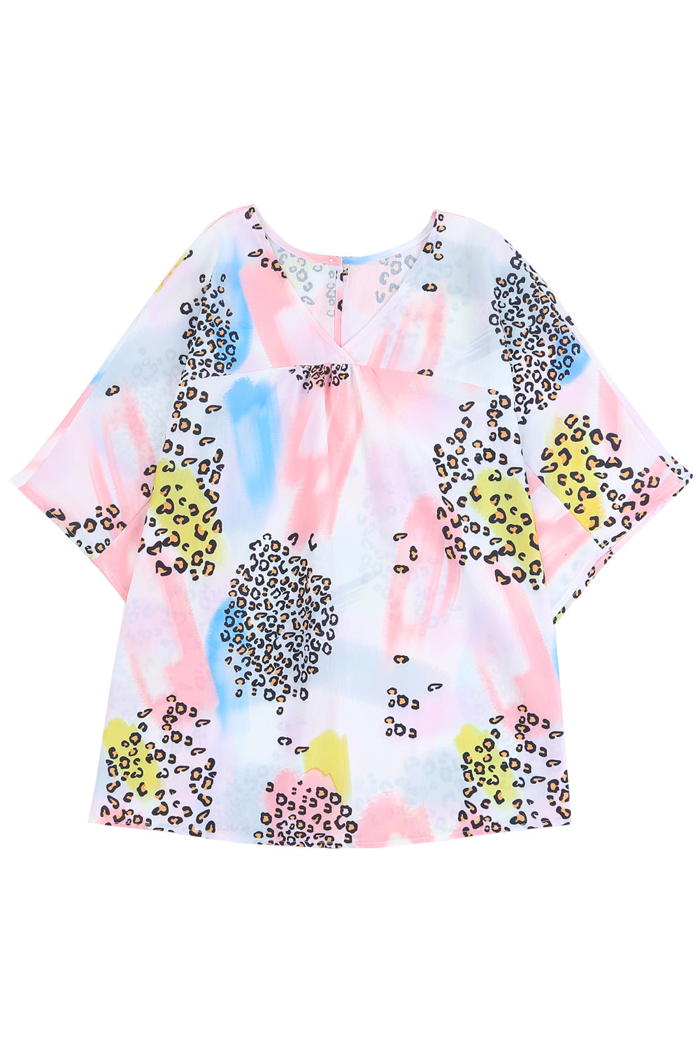 Animal Watercolor Mixed Print Loose Top