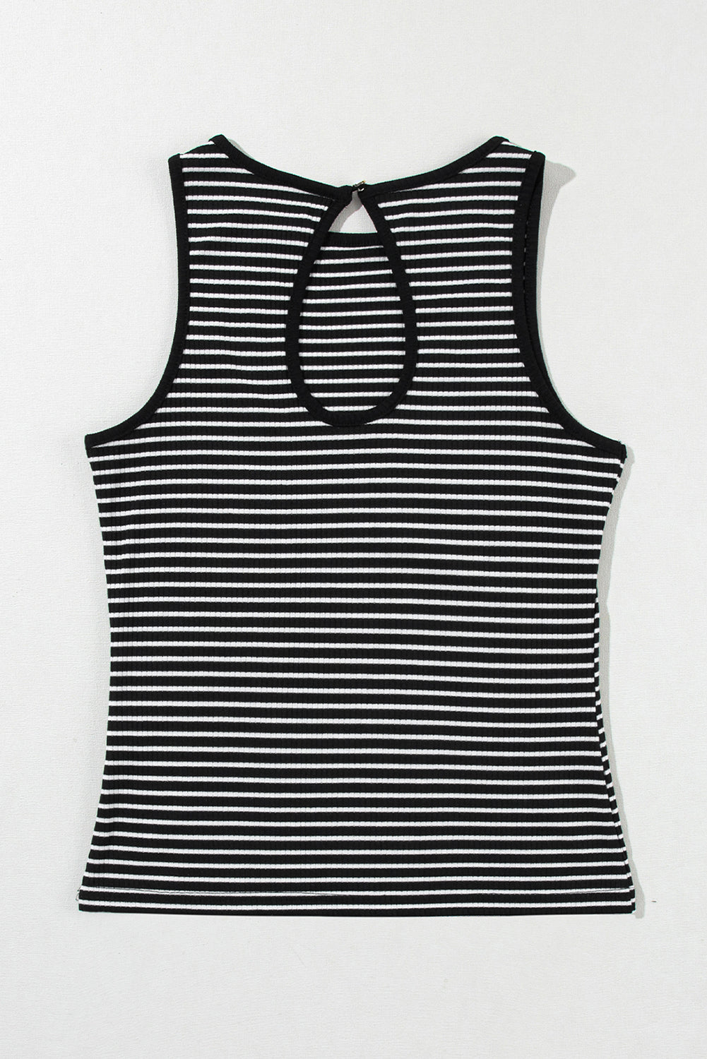 Green Stripe Striped Print Ribbed Knit Sleeveless Top