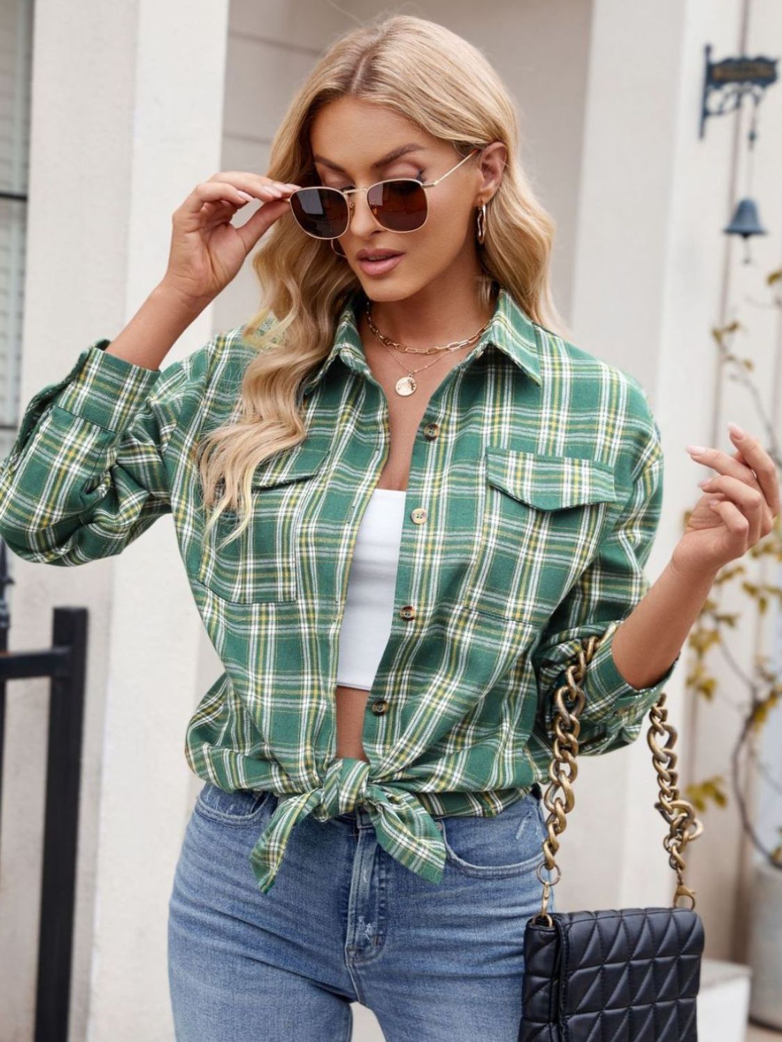 Plaid Button Up Long Sleeve Shirt