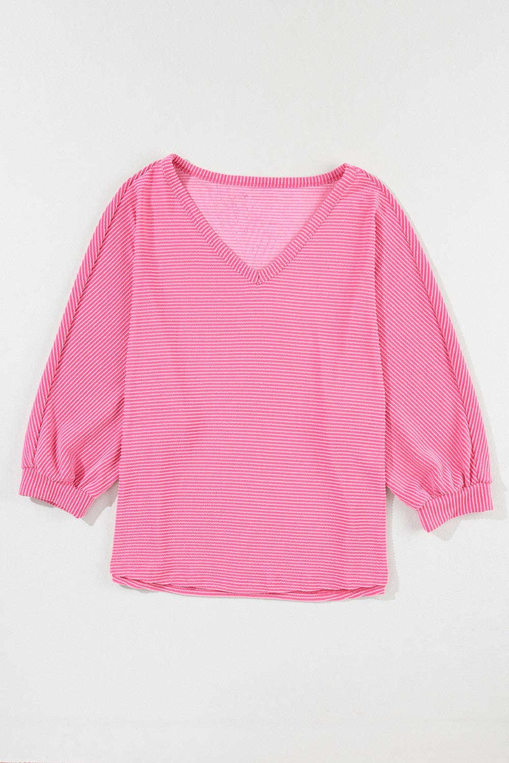 Striped V-Neck Raglan Sleeve T-Shirt