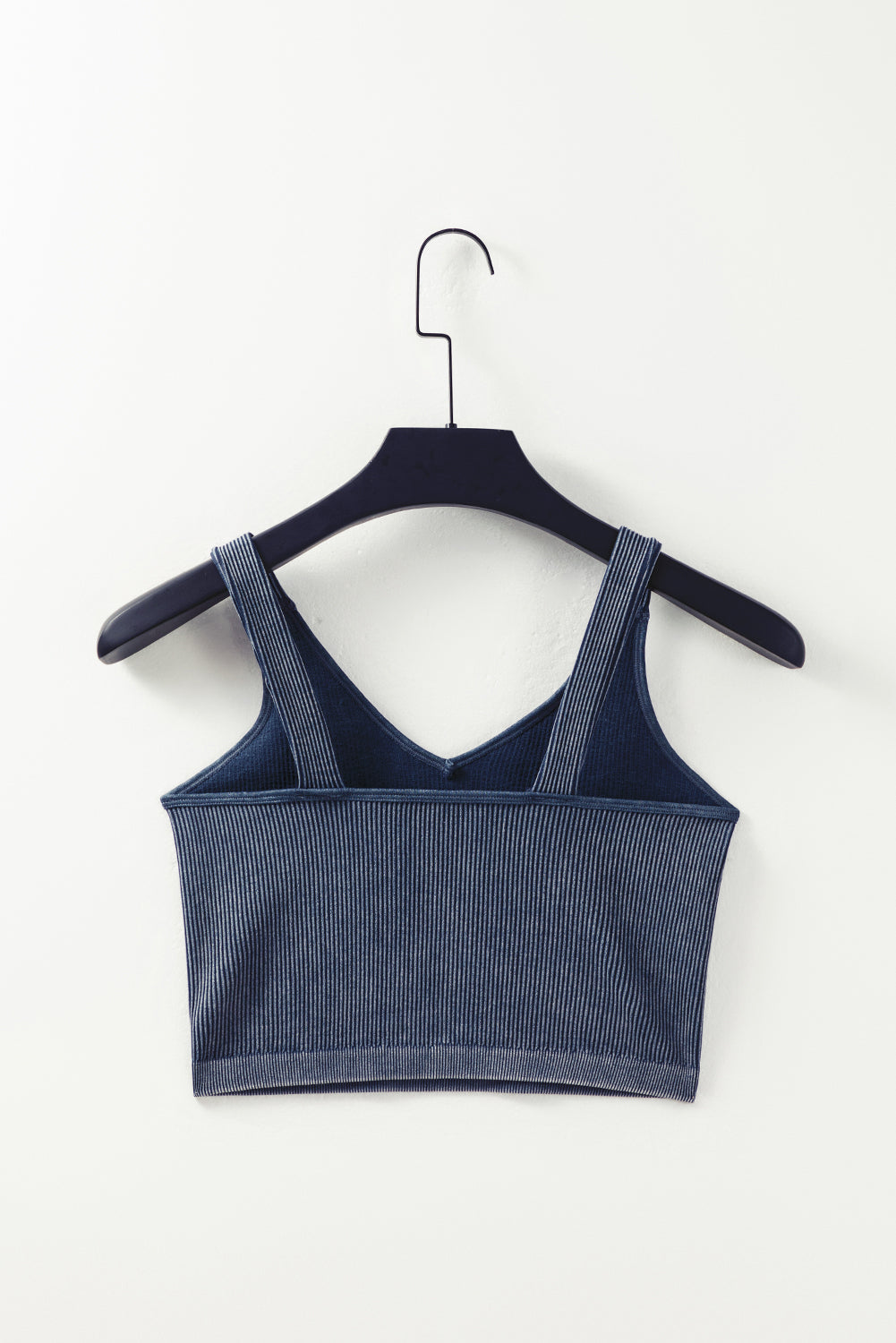 Carbon Grey Mineral Wash V-Neck Ribbed Crop Top