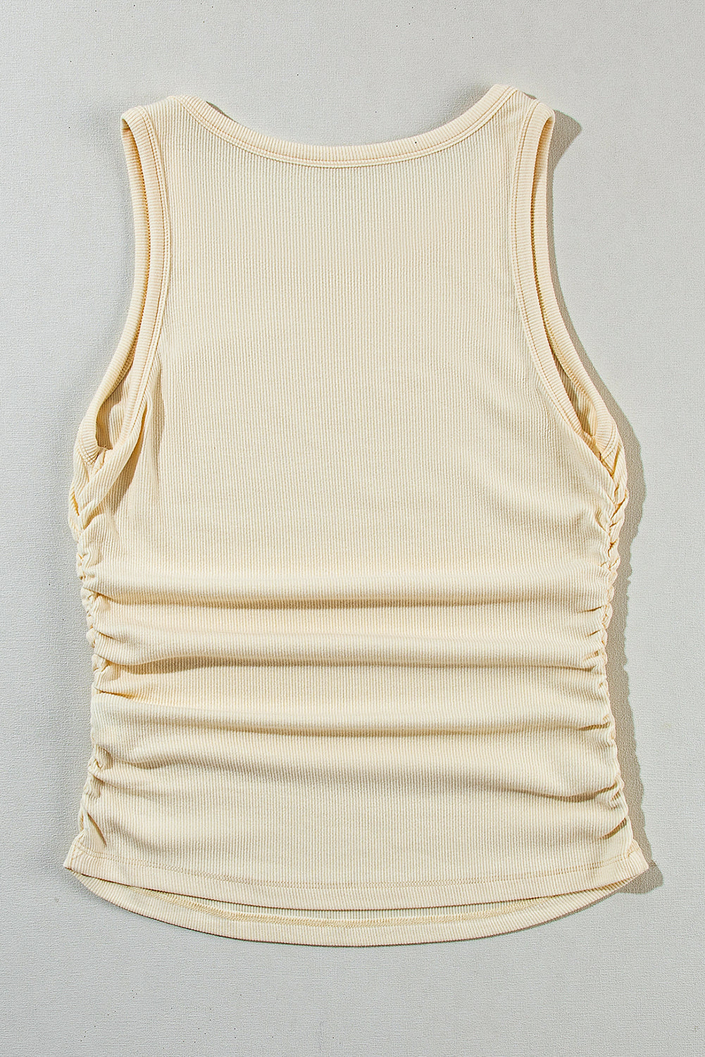 Black Plain Ruched Side Slim Tank Top