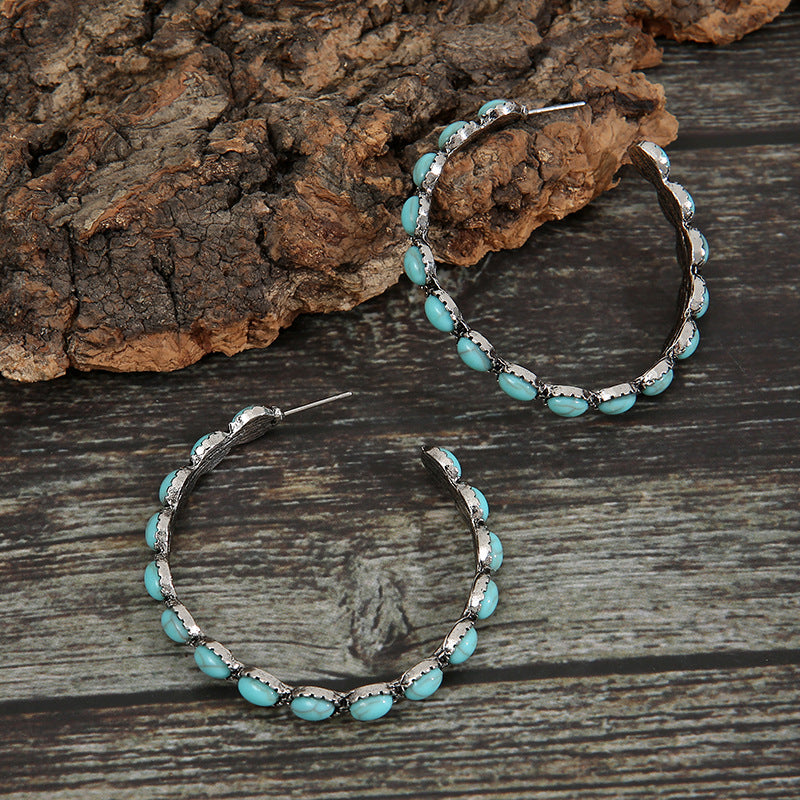 Turquoise C-Hoop Earrings